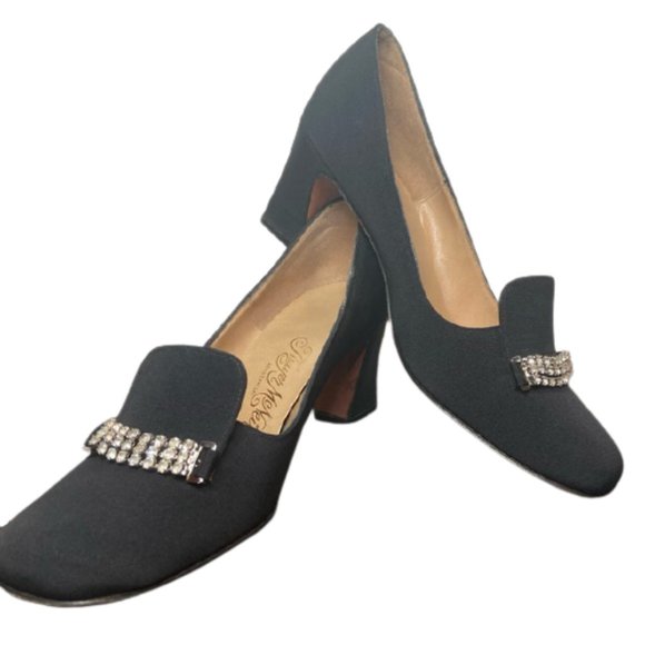 Vintage Thayer McNeil Women Heels Rhinestone 7B - Picture 1 of 16